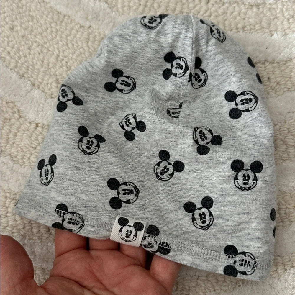 Gray Mickey Mouse Hat and Beanie Set